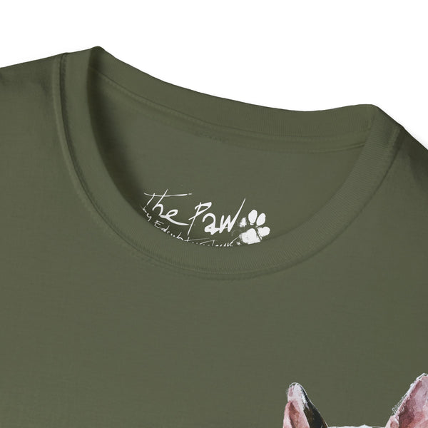 White Bull Terrier II Rustic Watercolour by Edswatercolours Unisex Softstyle T-Shirt