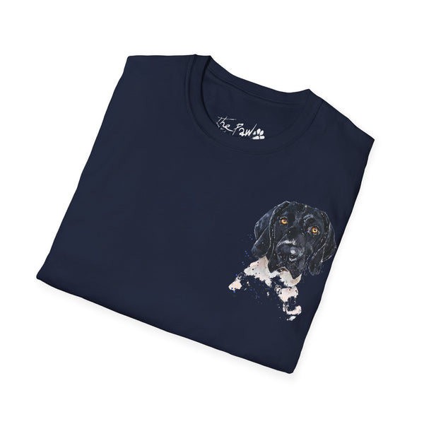 Black face German Shorthaired Pointer  Watercolour by Edswatercolours Unisex Softstyle T-Shirt.GSP T Shirt,GSP Tee