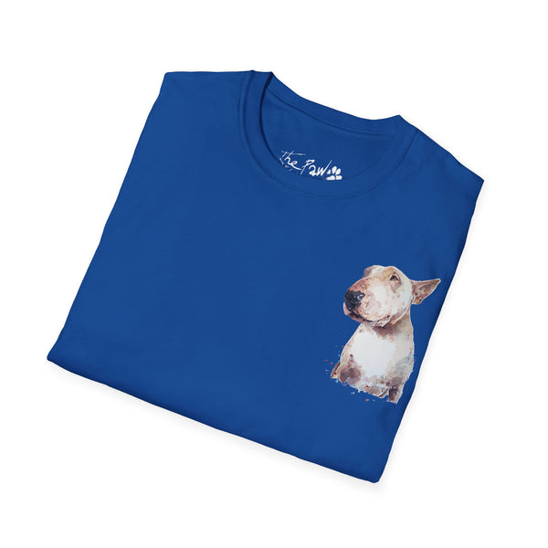White BUll Terrier Rustic Watercolour by Edswatercolours Unisex Softstyle T-Shirt