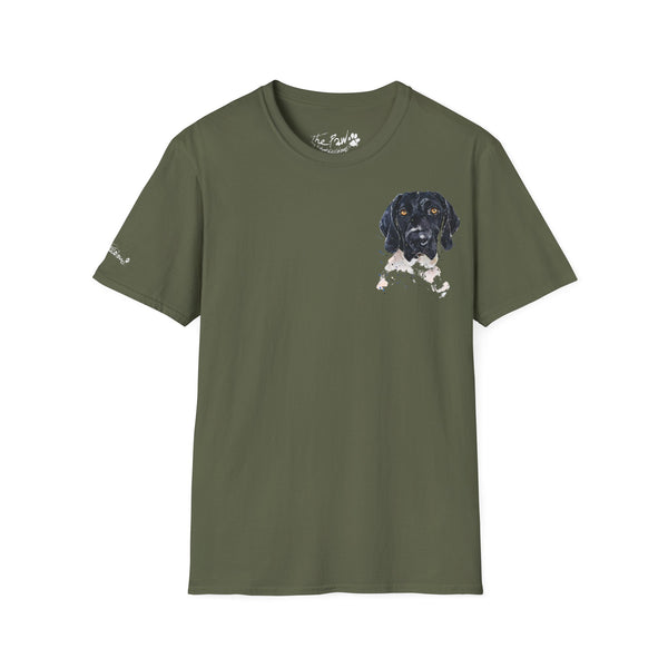 Black face German Shorthaired Pointer  Watercolour by Edswatercolours Unisex Softstyle T-Shirt.GSP T Shirt,GSP Tee