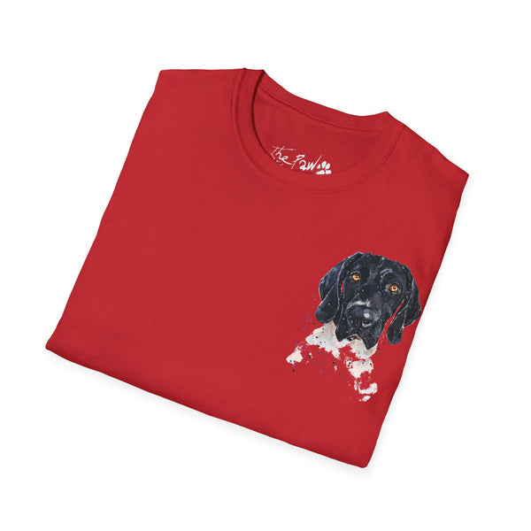 Black face German Shorthaired Pointer  Watercolour by Edswatercolours Unisex Softstyle T-Shirt.GSP T Shirt,GSP Tee