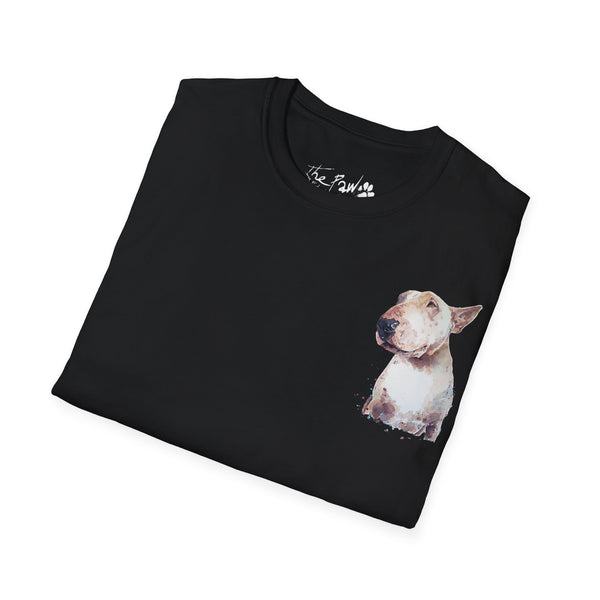 White BUll Terrier Rustic Watercolour by Edswatercolours Unisex Softstyle T-Shirt