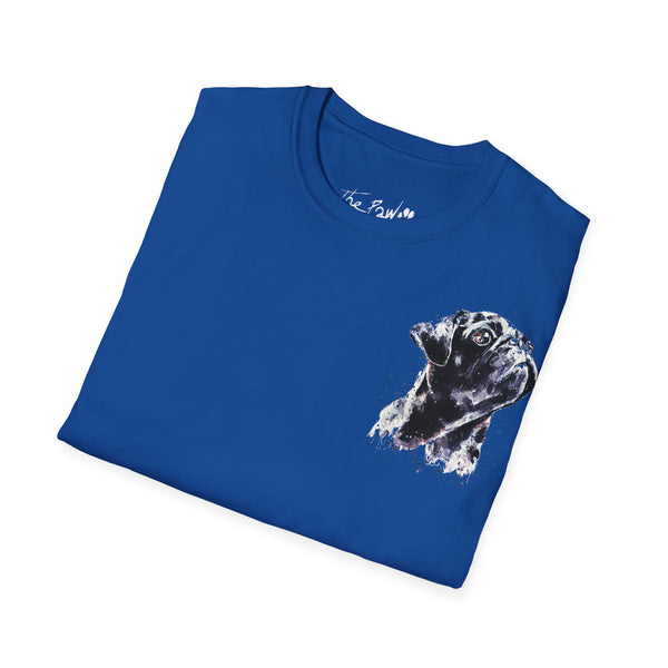 Black Pug by Edswatercolours Unisex Softstyle T-Shirt