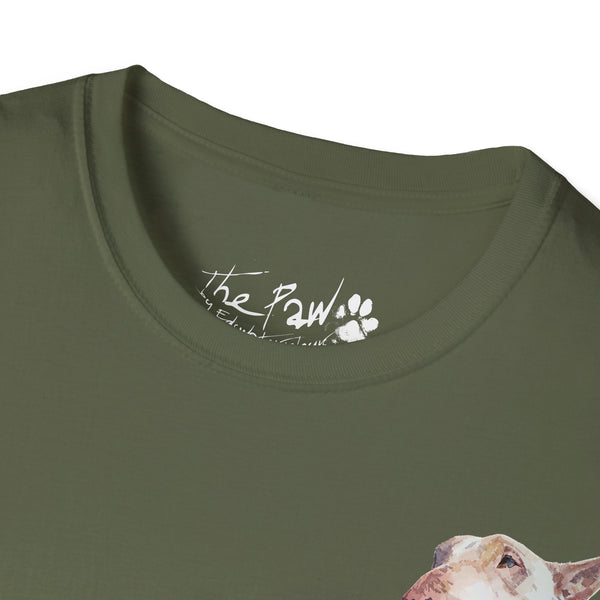 White BUll Terrier Rustic Watercolour by Edswatercolours Unisex Softstyle T-Shirt