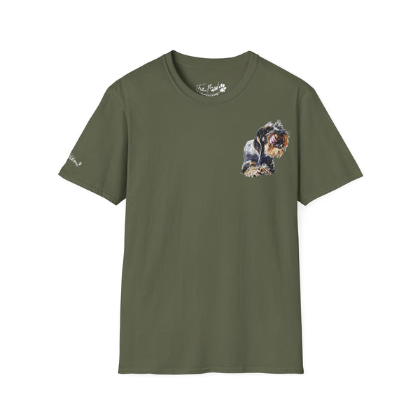 Wirehaired Schnauzer Rustic Watercolour by Edswatercolours Unisex Softstyle T-Shirt