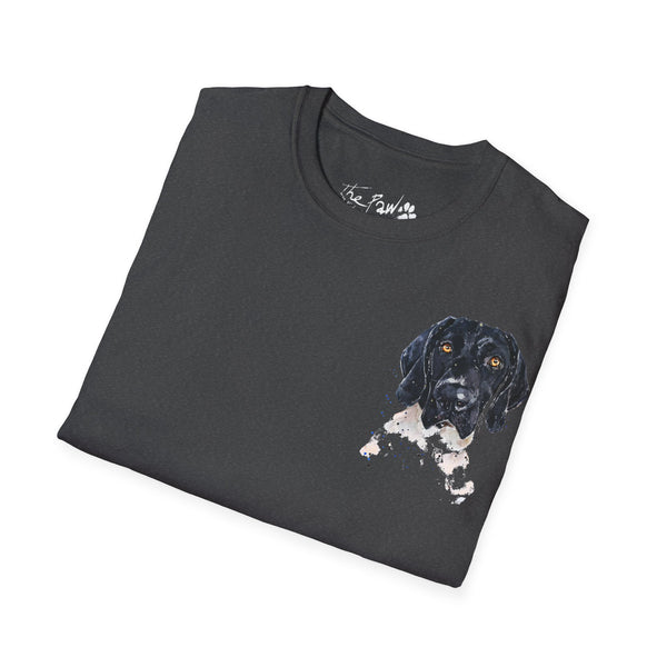 Black face German Shorthaired Pointer  Watercolour by Edswatercolours Unisex Softstyle T-Shirt.GSP T Shirt,GSP Tee