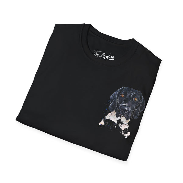 Black face German Shorthaired Pointer  Watercolour by Edswatercolours Unisex Softstyle T-Shirt.GSP T Shirt,GSP Tee