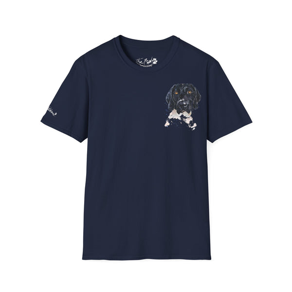 Black face German Shorthaired Pointer  Watercolour by Edswatercolours Unisex Softstyle T-Shirt.GSP T Shirt,GSP Tee