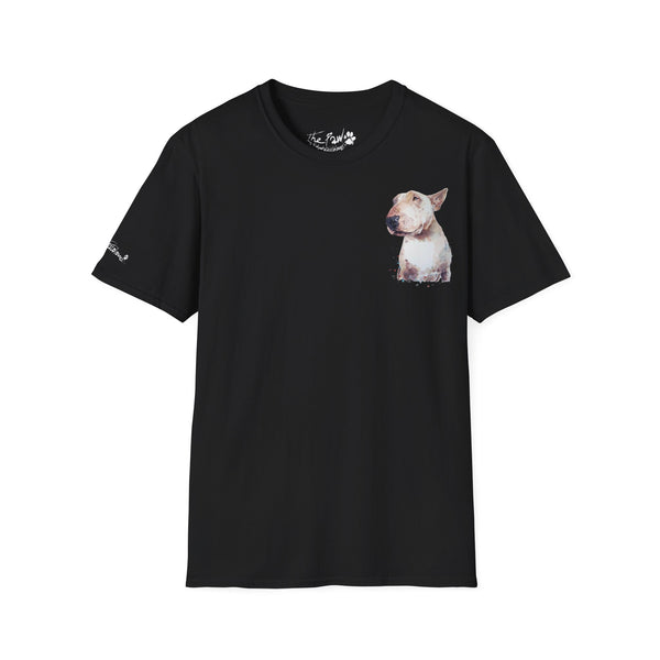 White BUll Terrier Rustic Watercolour by Edswatercolours Unisex Softstyle T-Shirt