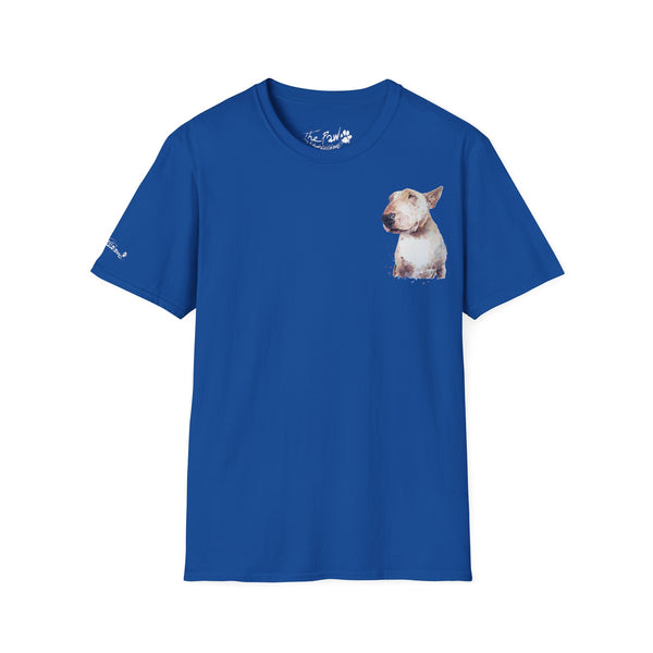 White BUll Terrier Rustic Watercolour by Edswatercolours Unisex Softstyle T-Shirt