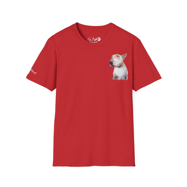 White BUll Terrier Rustic Watercolour by Edswatercolours Unisex Softstyle T-Shirt