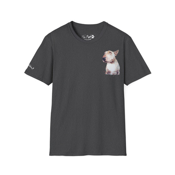 White BUll Terrier Rustic Watercolour by Edswatercolours Unisex Softstyle T-Shirt