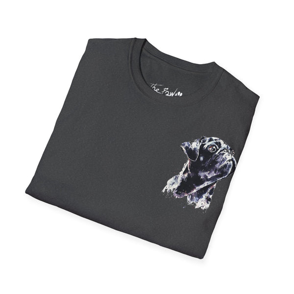 Black Pug by Edswatercolours Unisex Softstyle T-Shirt