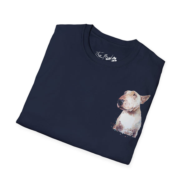 White BUll Terrier Rustic Watercolour by Edswatercolours Unisex Softstyle T-Shirt