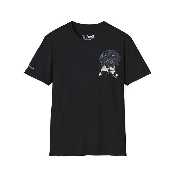 Black face German Shorthaired Pointer  Watercolour by Edswatercolours Unisex Softstyle T-Shirt.GSP T Shirt,GSP Tee