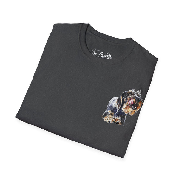 Wirehaired Schnauzer Rustic Watercolour by Edswatercolours Unisex Softstyle T-Shirt