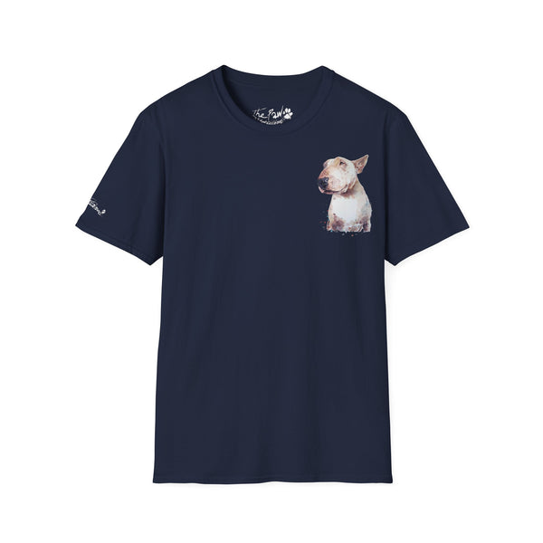 White BUll Terrier Rustic Watercolour by Edswatercolours Unisex Softstyle T-Shirt