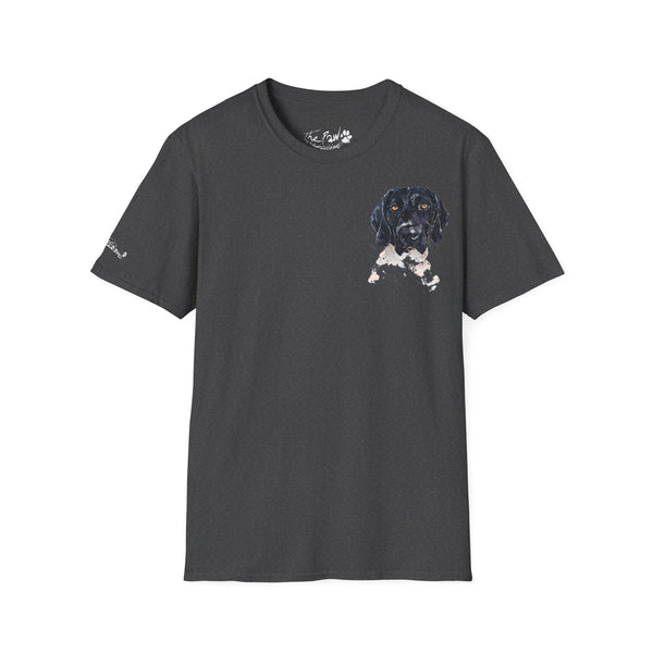 Black face German Shorthaired Pointer  Watercolour by Edswatercolours Unisex Softstyle T-Shirt.GSP T Shirt,GSP Tee