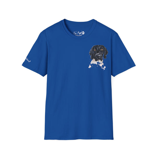 Black face German Shorthaired Pointer  Watercolour by Edswatercolours Unisex Softstyle T-Shirt.GSP T Shirt,GSP Tee