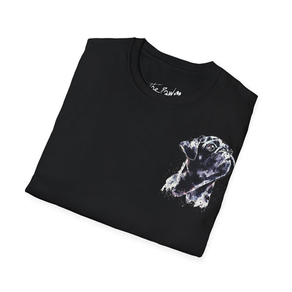 Black Pug by Edswatercolours Unisex Softstyle T-Shirt