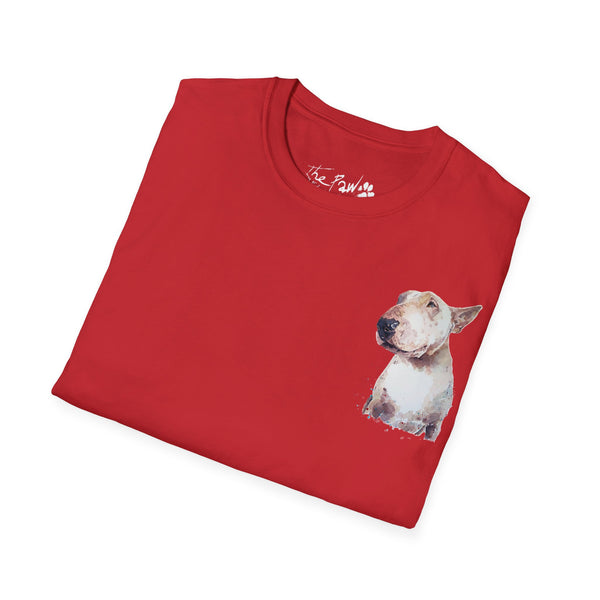 White BUll Terrier Rustic Watercolour by Edswatercolours Unisex Softstyle T-Shirt