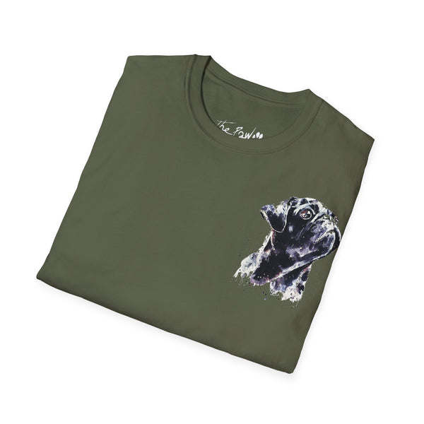 Black Pug by Edswatercolours Unisex Softstyle T-Shirt