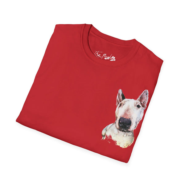 White Bull Terrier II Rustic Watercolour by Edswatercolours Unisex Softstyle T-Shirt