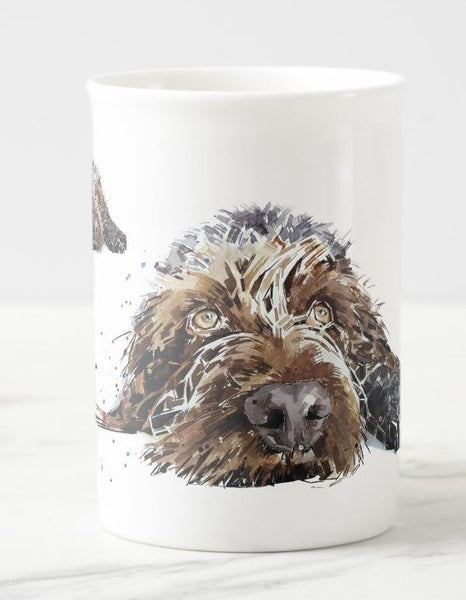 German Wirehaired Pointer Reclined Windsor Fine Bone China Mug 10oz- Wire pointer Coffee Mug ,GWP Mug,GWP Mug,GWP Cup