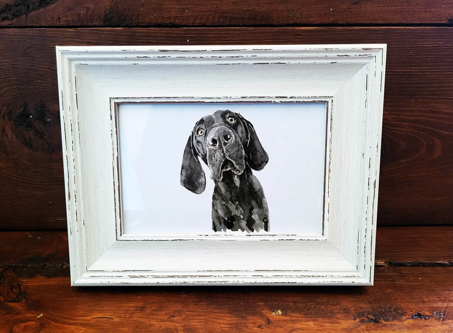 Black GSP Dog Mini Art Print | Framed Dog Art | Edswatercolours (Copy)
