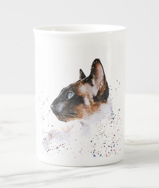 Cute Siamese Cat Fine Bone China/Ceramic Kitten Mug | Cat Lover Gifts | Edswatercolours