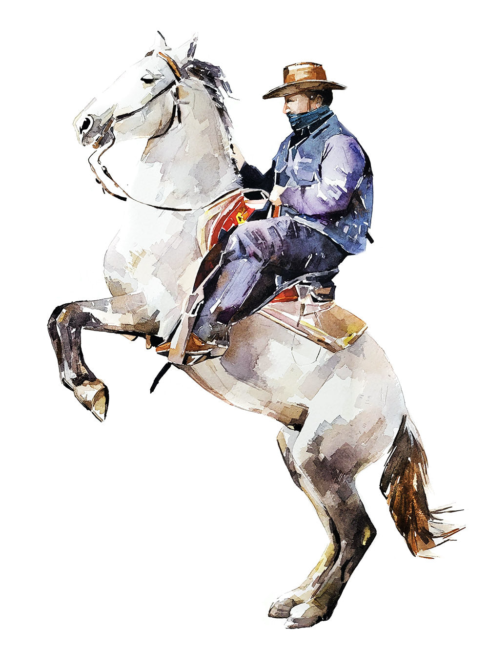 Cowboy | Original Watercolour | Horse Lover Gift | Edswatercolours