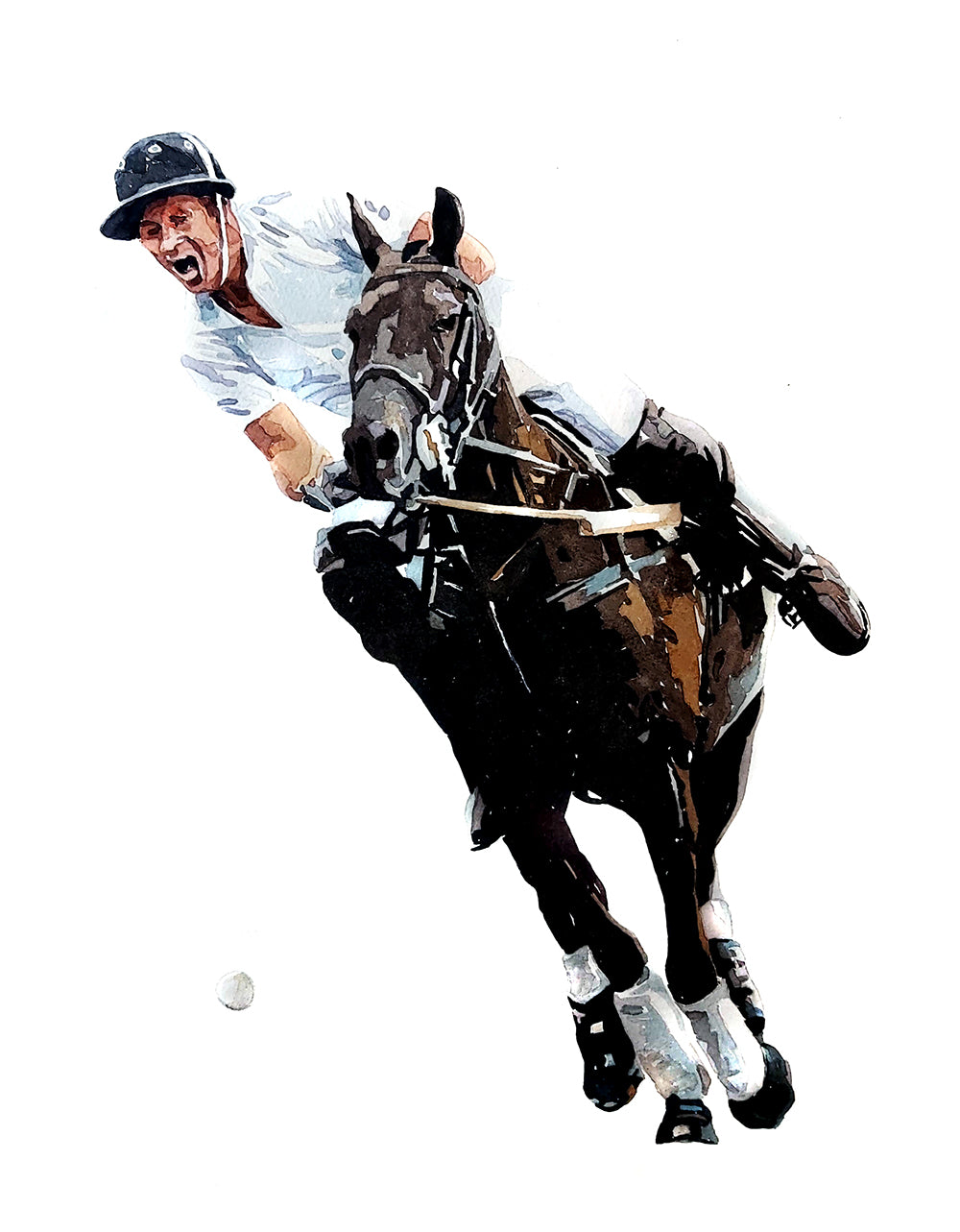 Polo Player | Original Watercolour | Horse Lover Gift | Edswatercolours