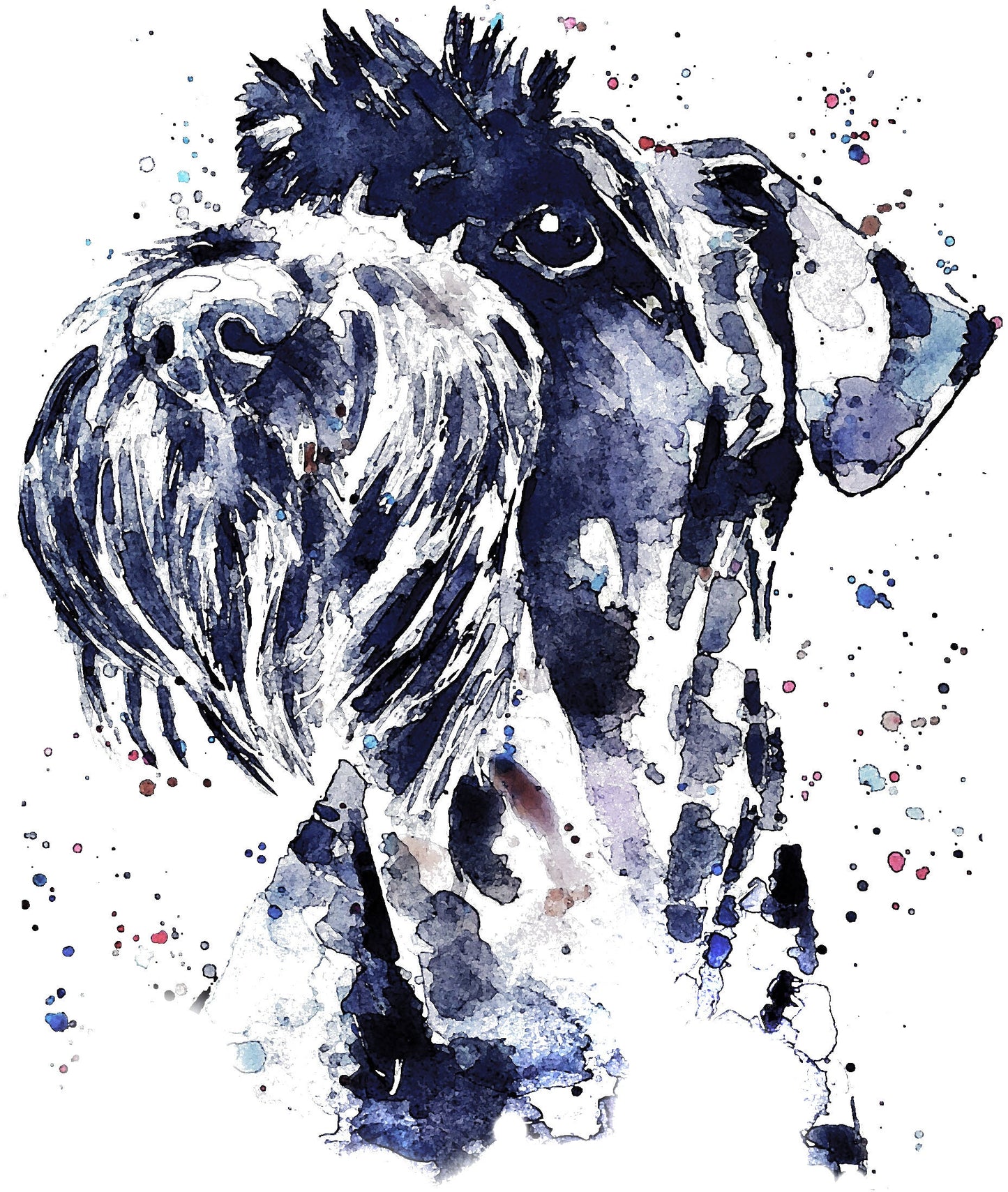 Schnauzer Print, Whimsical Watercolor Dog Portrait