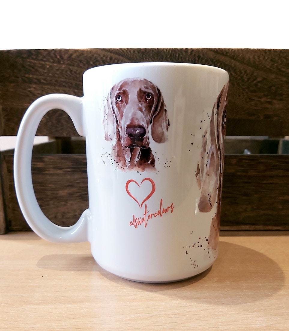 Weimaraner Ceramic Mug 15oz | Dog Lover Gift | Edswatercolours
