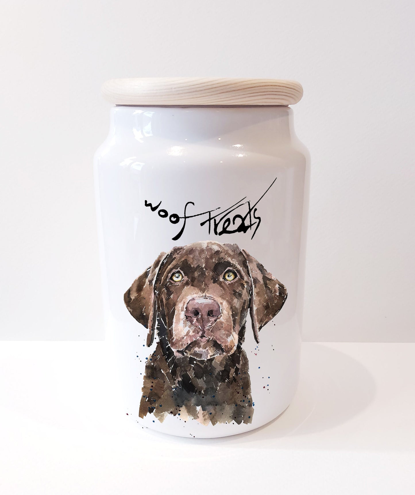 Chocolate Labrador Ceramic Treats Jar | Dog Treat Canister | Edswatercolours