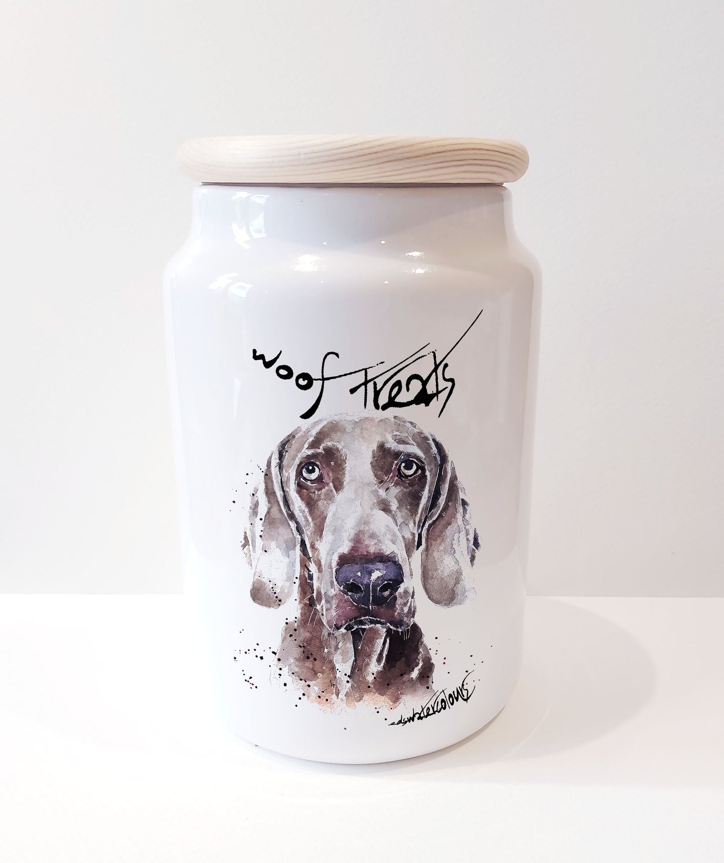 Weimaraner Ceramic Treats Jar | Dog Treat Canister | Edswatercolours