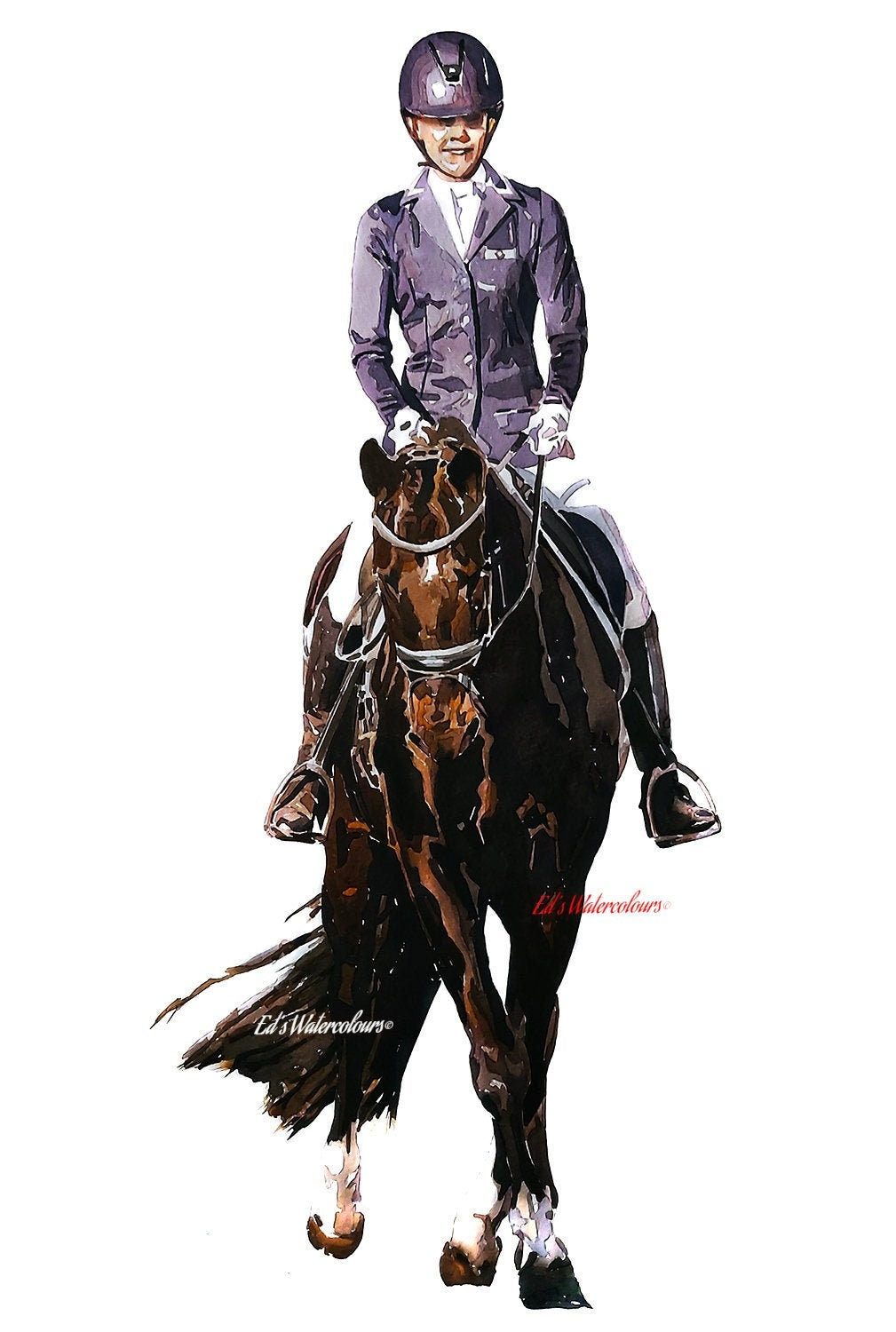 Dressage Equestrian| Horse Art Print | Edswatercolours