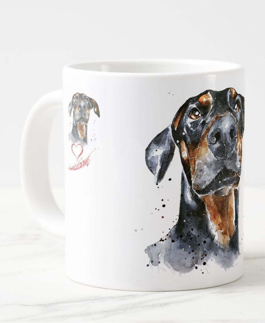 Doberman Version IV Ceramic Mug 15oz | Dog Lover Gift | Edswatercolours