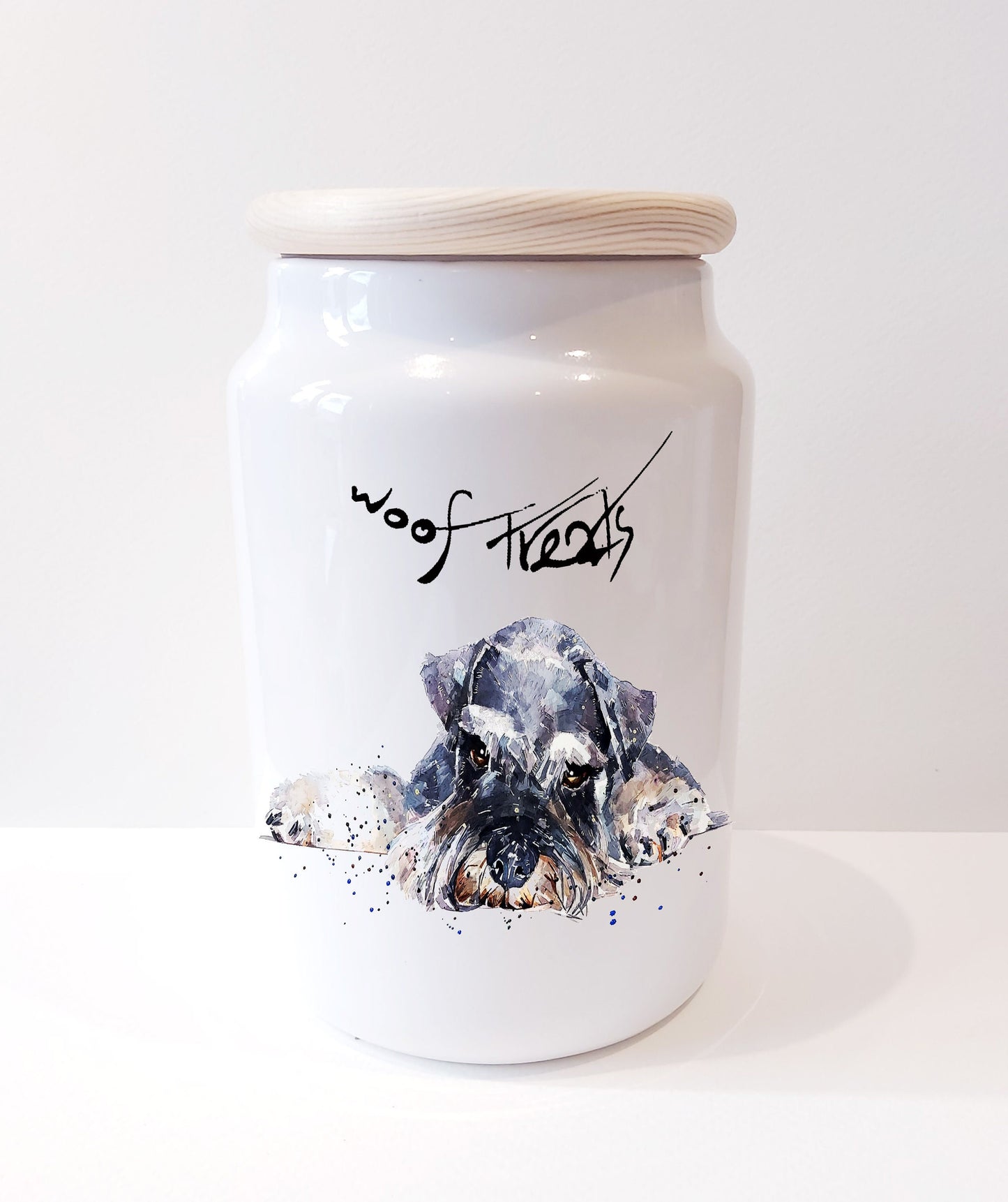 Schnauzer 2 Ceramic Treats Jar | Dog Treat Canister | Edswatercolours