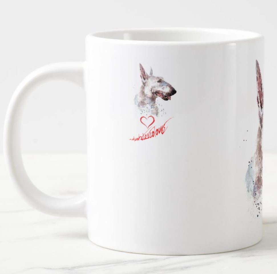 White Bull Terrier Ceramic Mug 15oz | Dog Lover Gift | Edswatercolours