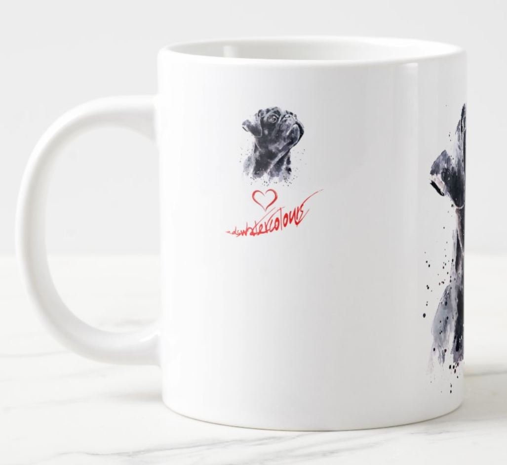 Pug Version II Ceramic Mug 15oz | Dog Lover Gift | Edswatercolours