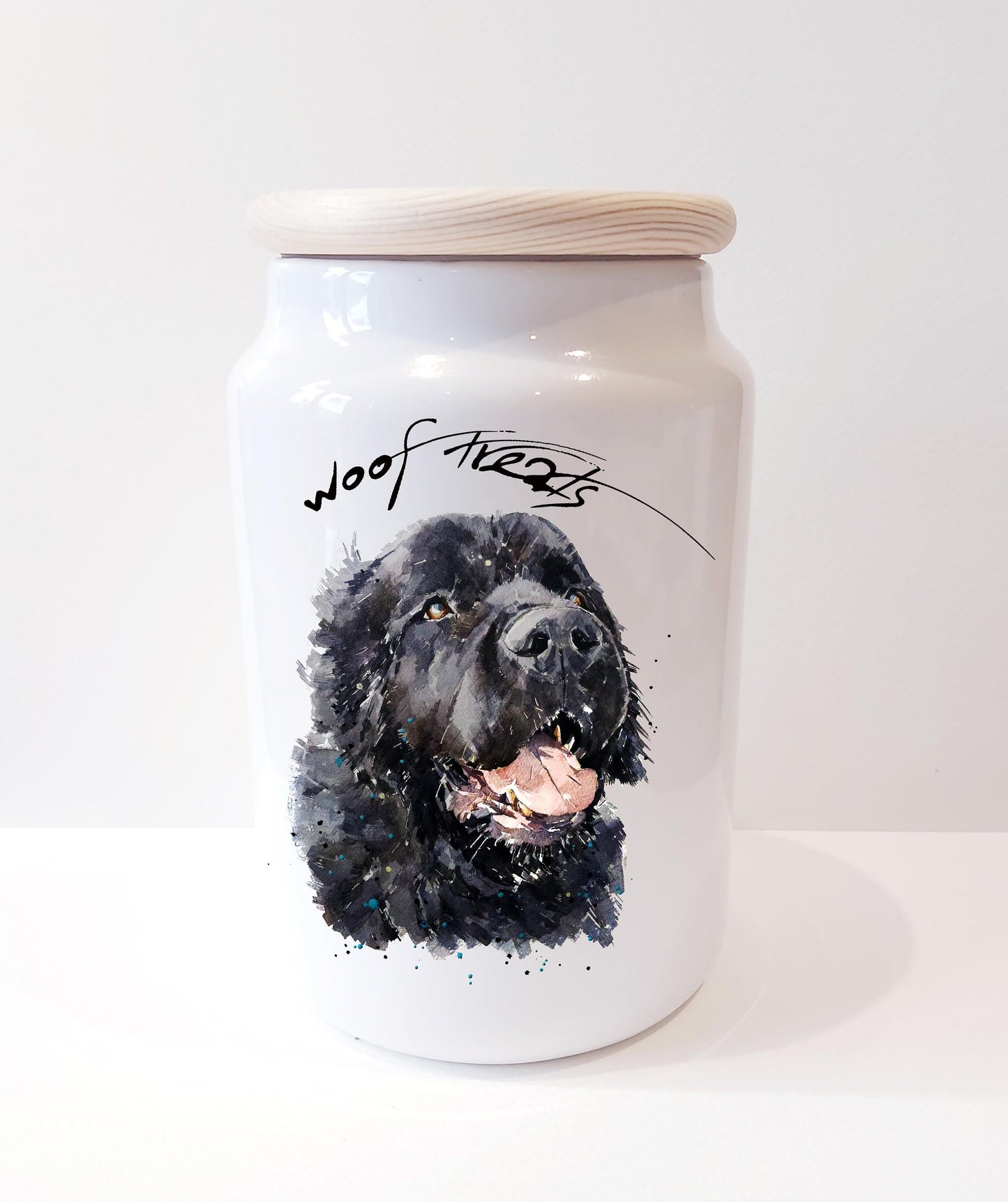 Newfoundland Dog Ceramic Treats Jar | Dog Treat Canister | Edswatercolours