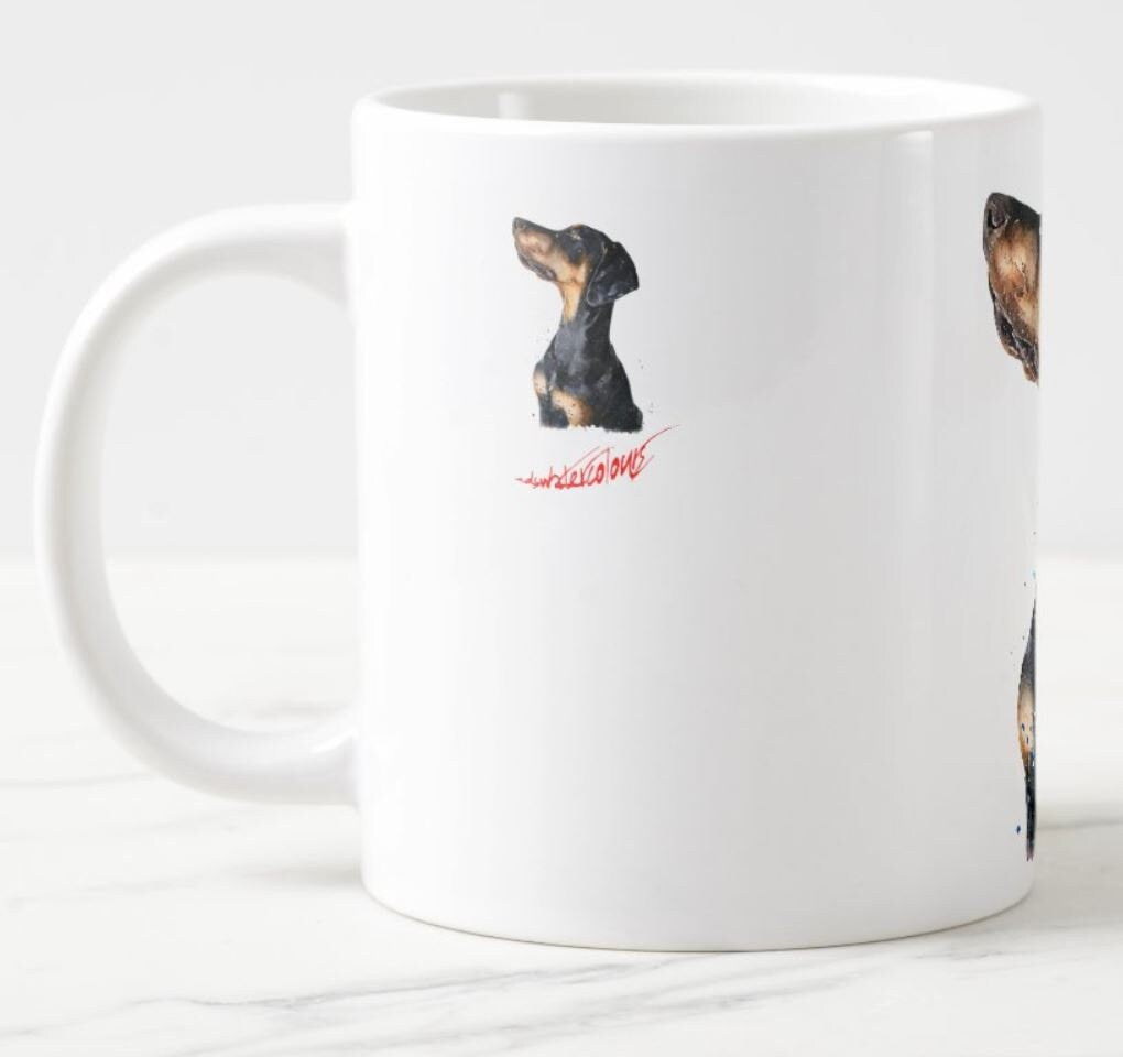 Doberman Ceramic Mug 15oz | Dog Lover Gift | Edswatercolours