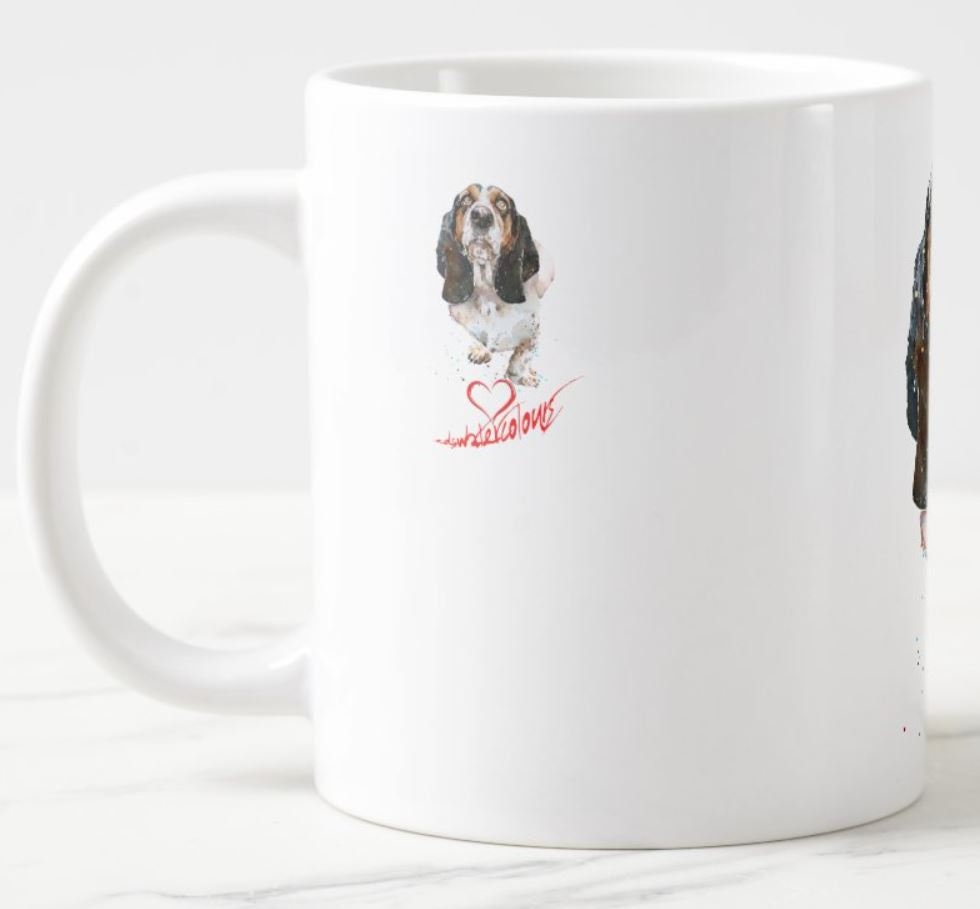 Basset Hound Version III Ceramic Mug 15oz | Dog Lover Gift | Edswatercolours