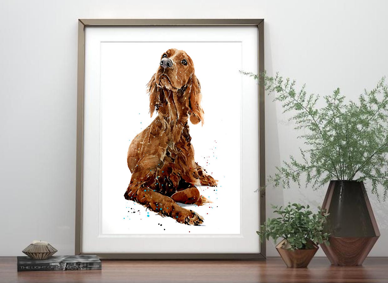 Red Setter II" Print Watercolour. Irish Setter Watercolour,Irish Setter print,Irish Setter art,Red Setter print,Red Setter art.