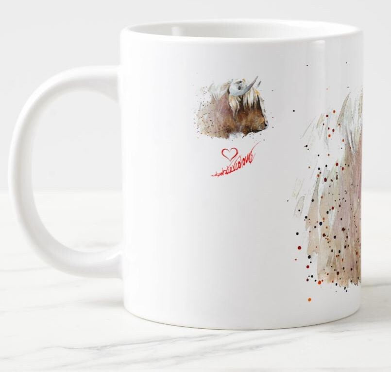 Highland Cow Version IV Ceramic Mug 15oz | Cow Lover Gift | Edswatercolours
