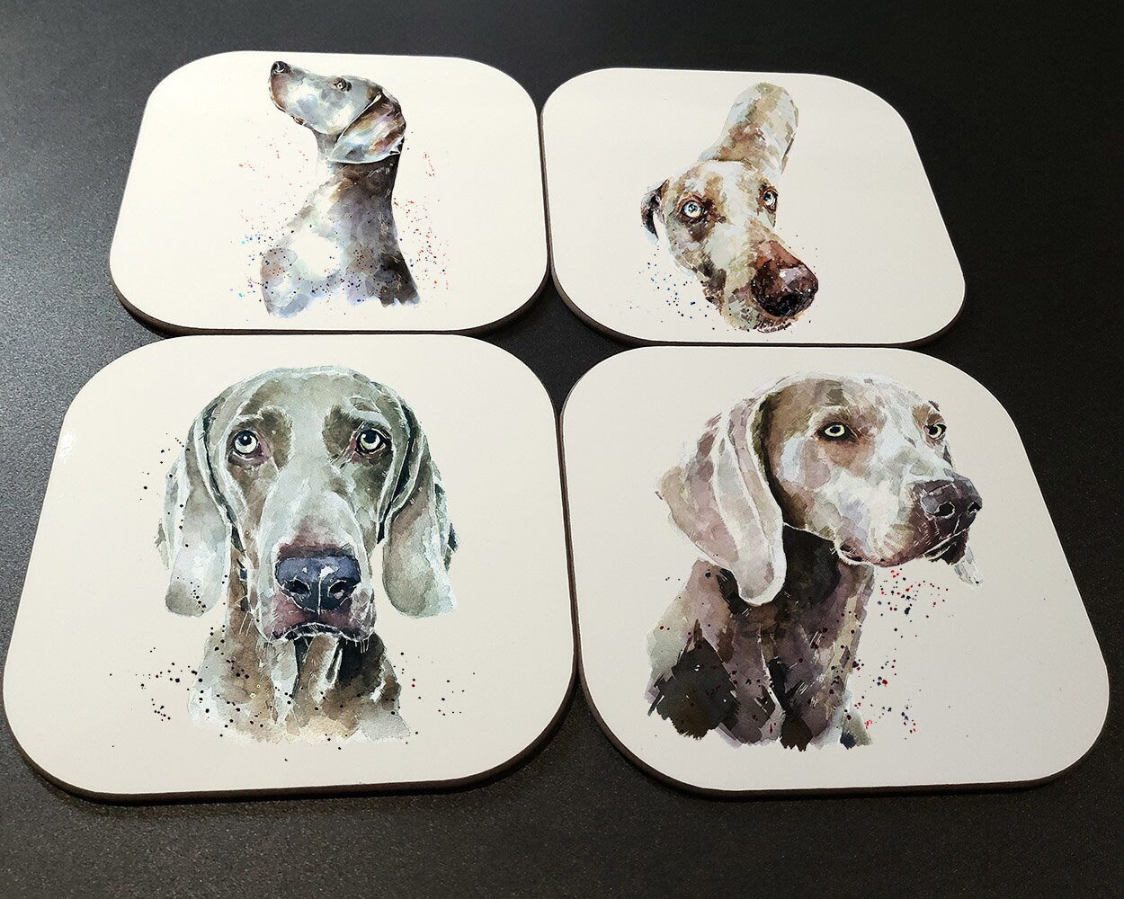 Weimaraner Cork Backed Coasters (Set of 4) | Dog Gift | Edswatercolours