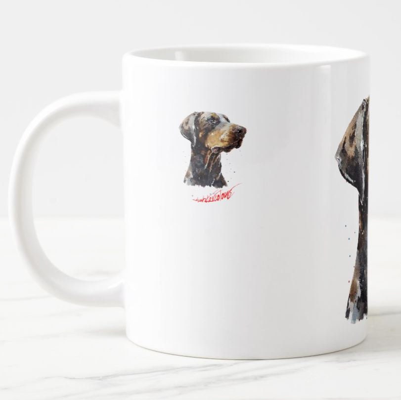Brown Doberman Ceramic Mug 15oz | Dog Lover Gift | Edswatercolours