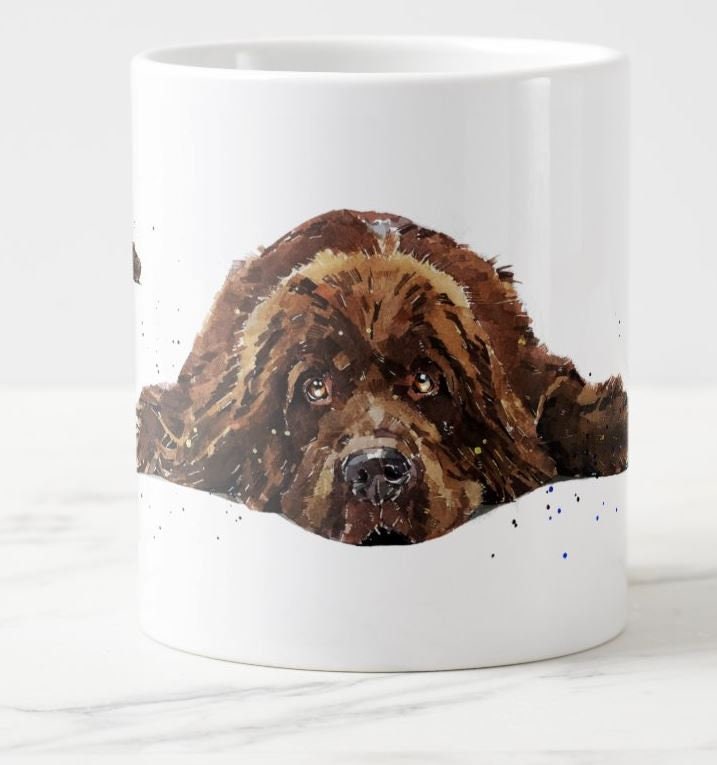Brown Newfoundland Dog Ceramic Mug 15oz | Dog Lover Gift | Edswatercolours