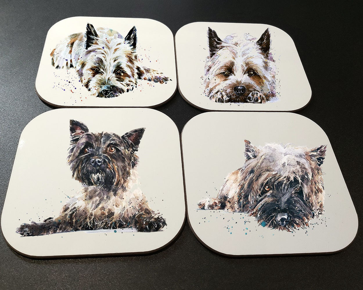 Cairn Terrier Cork Backed Coasters (Set of 4) | Dog Gift | Edswatercolours